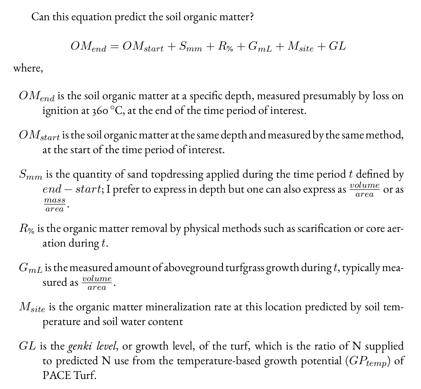Does this equation predict organic matter in turfgrass soils?