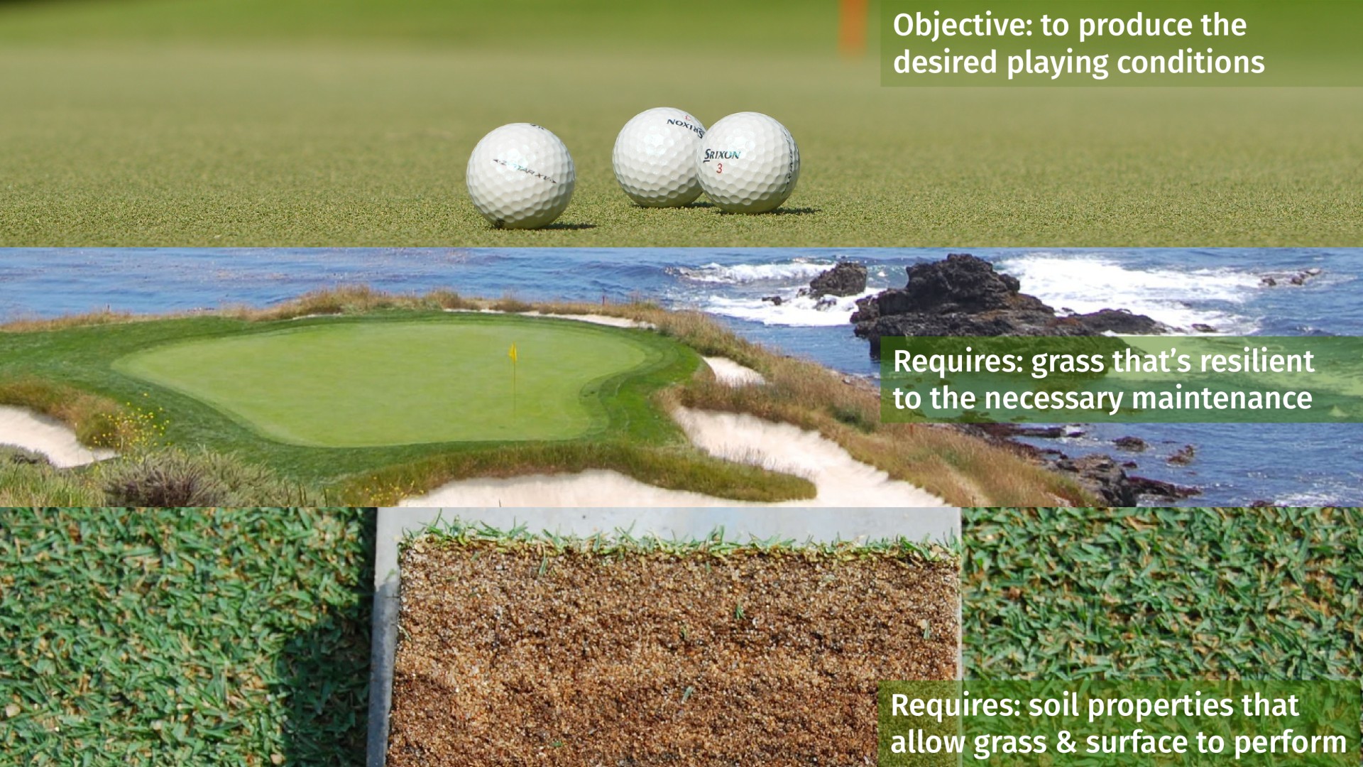 slide from AGIF presentation about soil, grass, and resultant playability