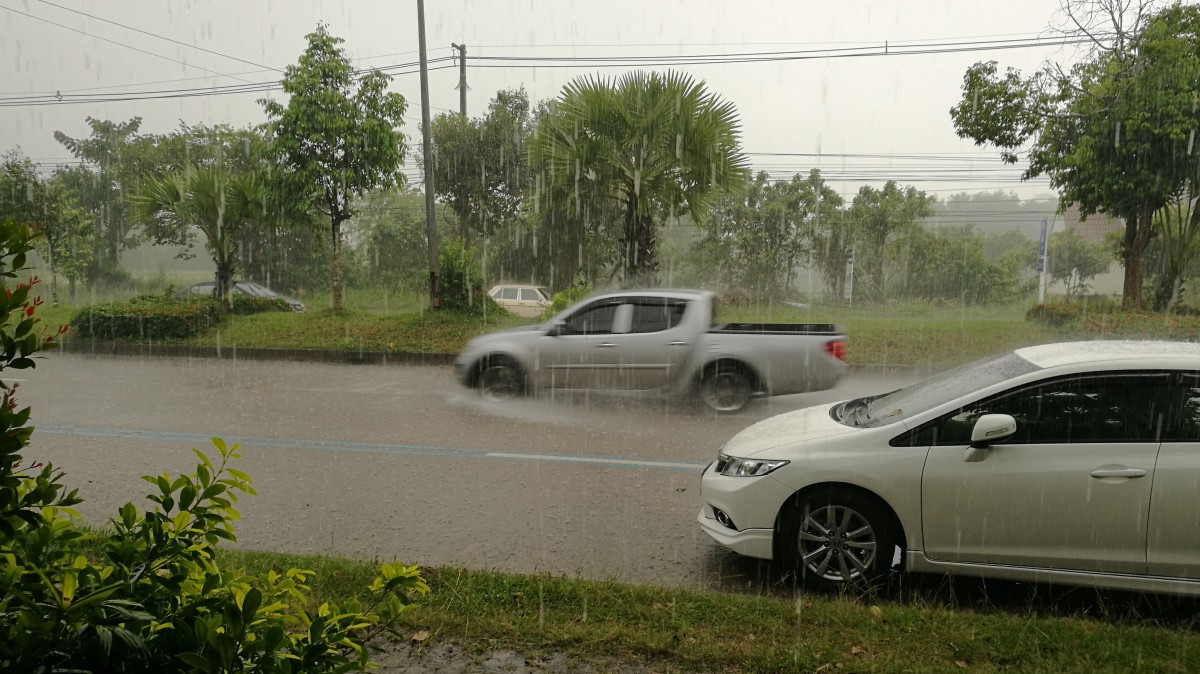 rainy road in southern Thailand, November