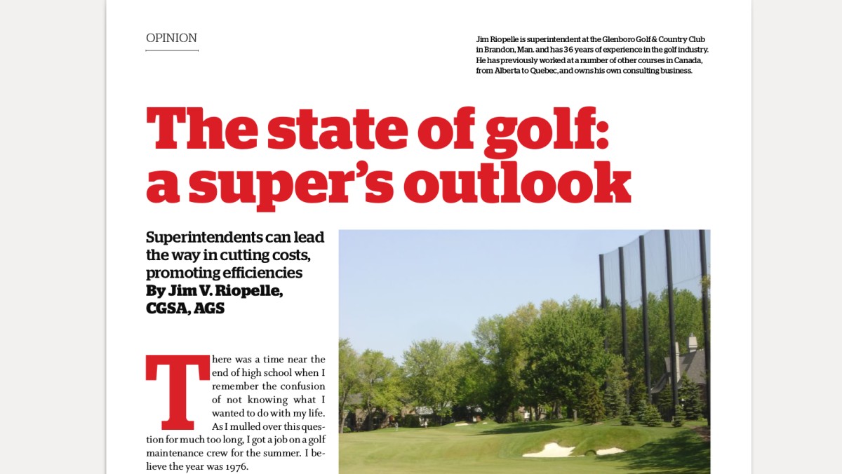 title of Riopelle article on the state of golf: a super's outlook