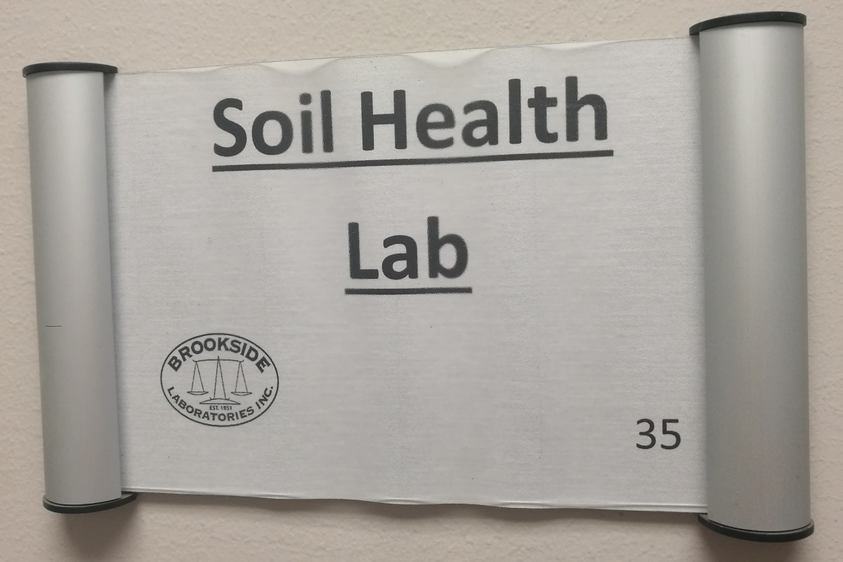 sign at entrance to brookside soil health lab