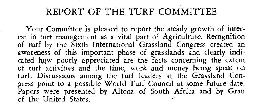 1952 turf committee report