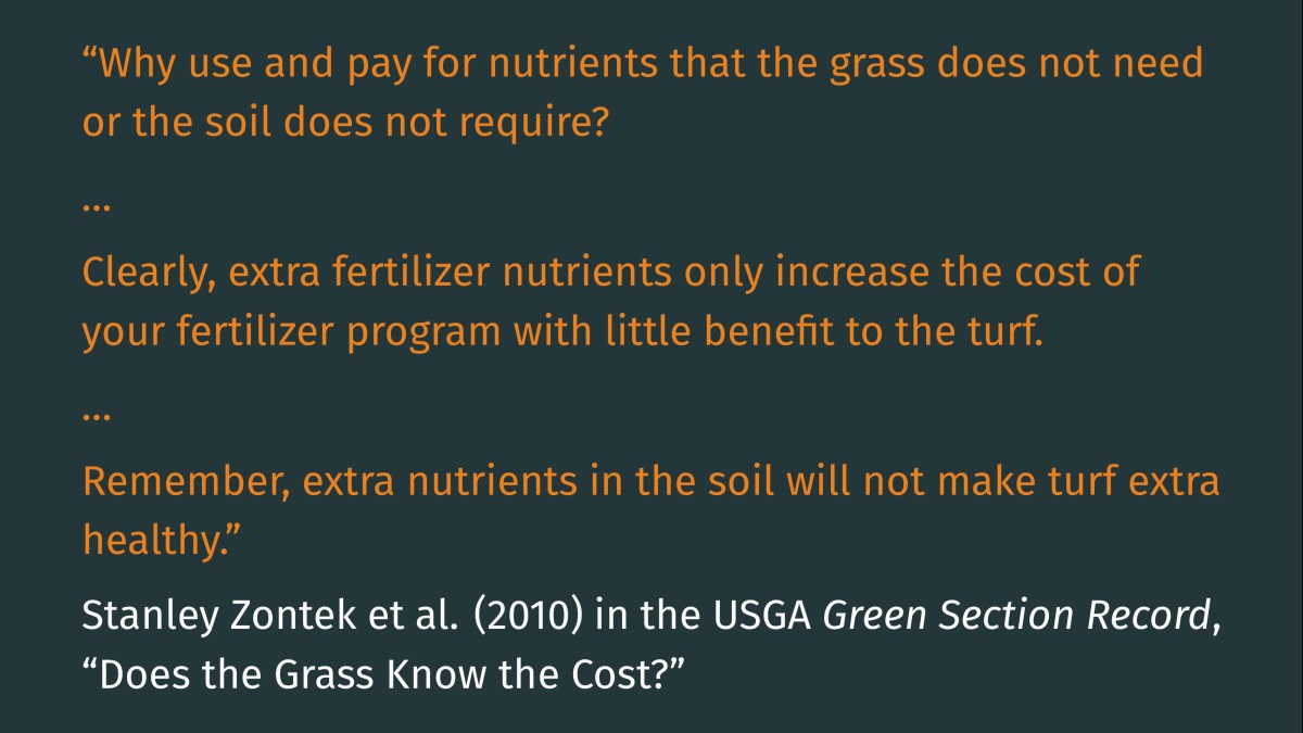 quotes from Zontek et al about extra fertilizer